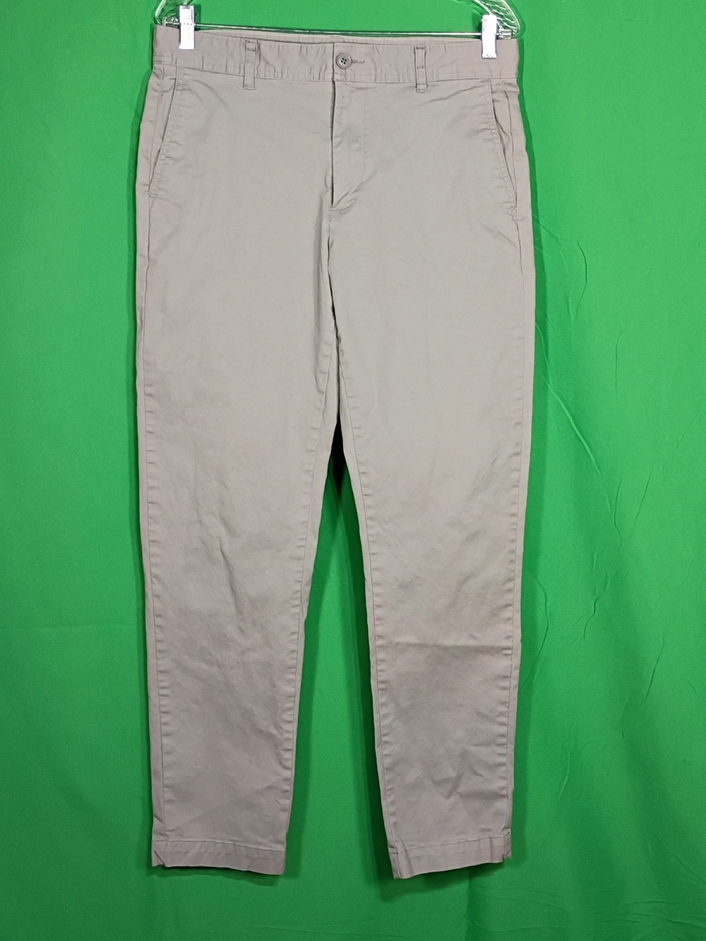 Free Assembly Men's Sz 32x32 Khaki Gray Chino Pants Flat Front Mid Rise